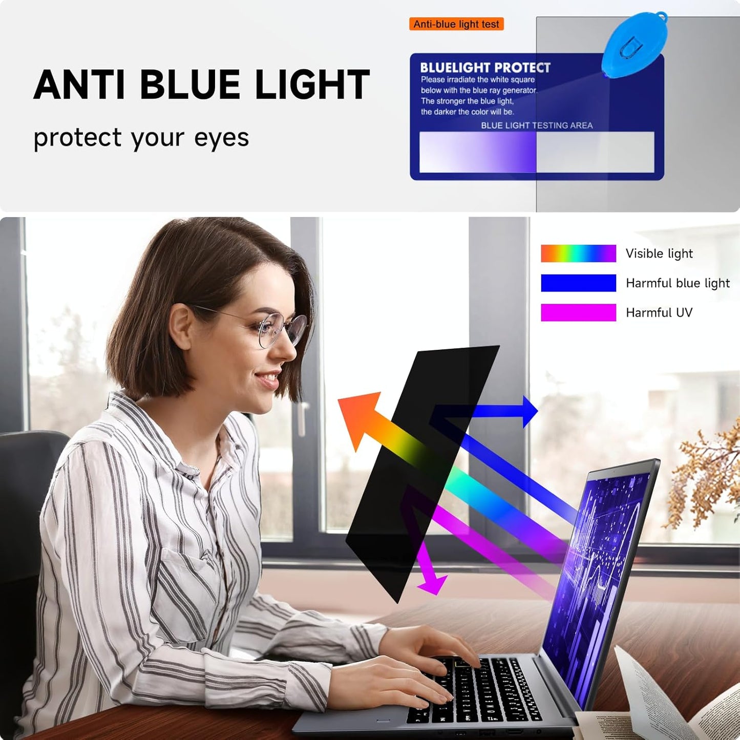 Mamol 34 Inch Curved Computer Privacy Screen Filter for 21:9 Aspect Ratio Widescreen Monitor - Anti Glare Blue Light Filter, Removable Computer Monitor Privacy Shield, Anti-Scratch Screen Protector