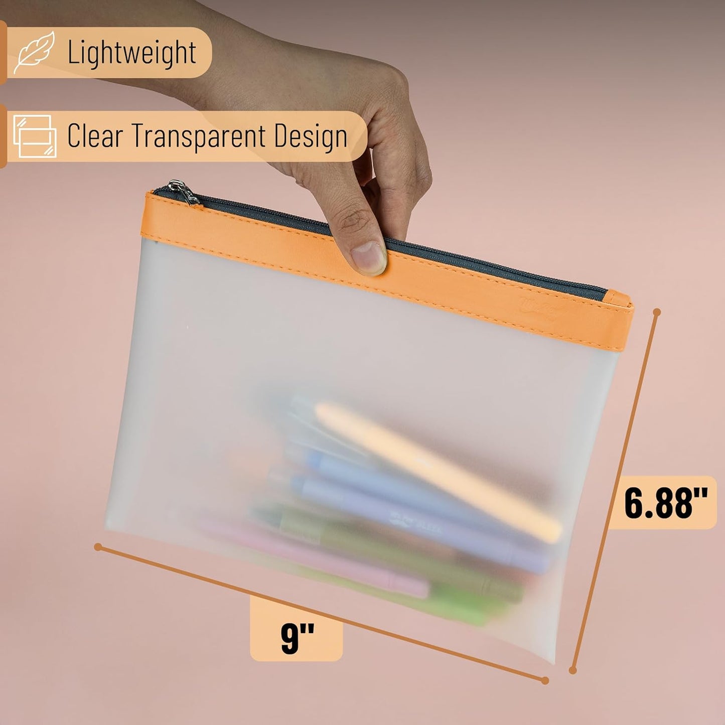 Mr. Pen- Clear Pencil Pouch, 8.50"x4.25", 3 Pack, Durable TPU Material, Medium Water-Resistant Pencil Bags with Smooth Zipper, Multipurpose Clear Pouch for Stationery, School, Office, Travel Supplies