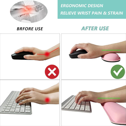 Keyboard Wrist Rest Mouse Wrist Support Set, Memory Foam Wrist Rest Pad for Computer Laptop Keyboard Mouse, Ergonomic Wrist Cushion Support for Typing Pain Relief, Gaming Home Office, Flowers Grass