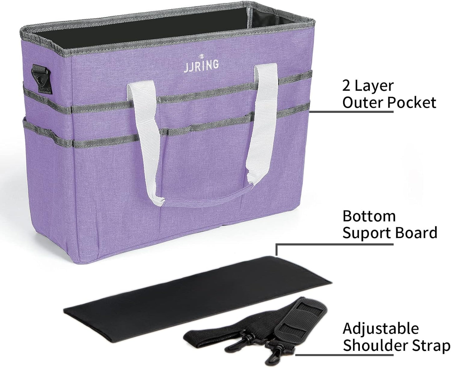 JJRING Craft Organizer Tote Bag for Art Storage, Caddy with Multiple Pockets, Bluish Green Sewing Bag for Scrapbooking, School, Medical, and Office Supplies