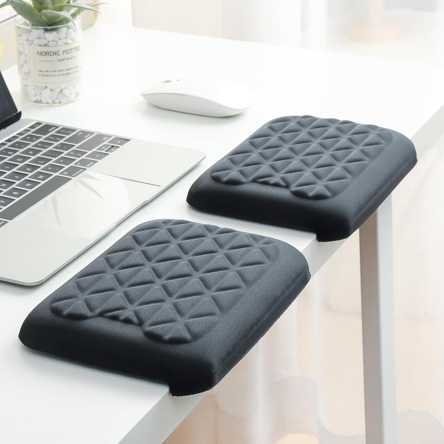 L-Shaped Desk EdgeRest, 2-Piece Set, Plam & Wrist & Forearm & Elbow Comfort Support for Table or Desk Edge, Non-Slip, Memory Foam Padding, Ergonomic Design, Separate Design (11.8 * 3.9 inch)