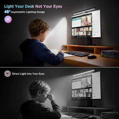Quntis Monitor Light Bar 15.7", 24 RGB Backlight Modes for lmmersive Gaming Ambience, 900 Lux Glare-Free Computer Screen Lamp, High CRI 95 Eye Care Desk Light for Home Office