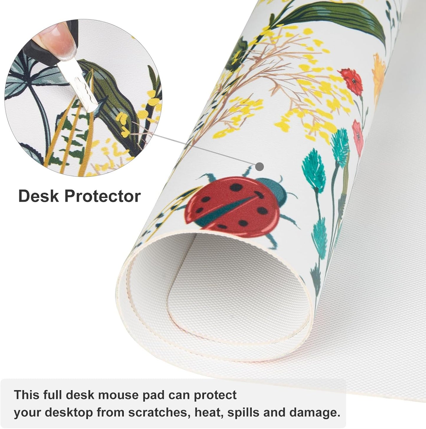 QIYI Large Mouse Pad, Cute Pink Desk Mat for Desktop, Women Girls PU Leather Desk Pad Waterproof Gaming Mousepad, Rose Gold Marble Computer Protector Writing Pad for School Office Home 31.5" x 15.7"