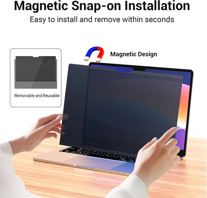 Magnetic 14 Inch Laptop Privacy Screen Filter 16:10 Removable Anti Glare Blue Light Anti-Peeping Screen Protector Laptop Privacy Shield Compatible with Chromebook HP Lenovo Thinkpad Dell Asus Samsung