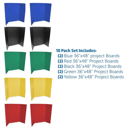 Flipside Products 36” x 48” Project Boards for Presentations, Science Fair, School Projects, Event Displays and Trifold Picture Board, Proudly Made in USA - Black - 4 Pack