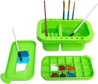 MyLifeUNIT Paint Brush Cleaner, Paint Brush Holder and Organizers with Palette for Acrylic, Watercolor, and Water-Based Paints (Grey)