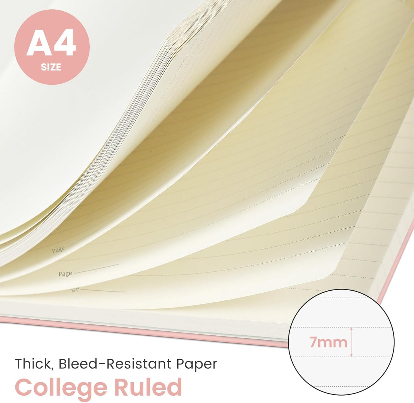 Taja Spiral Lined Notebook, 8.5"x11" Notebooks for Work, Large A4 Journal for Women & Men, College Ruled Journaling Notebook for Writing, Plastic Cover Spiral Journal, Purple
