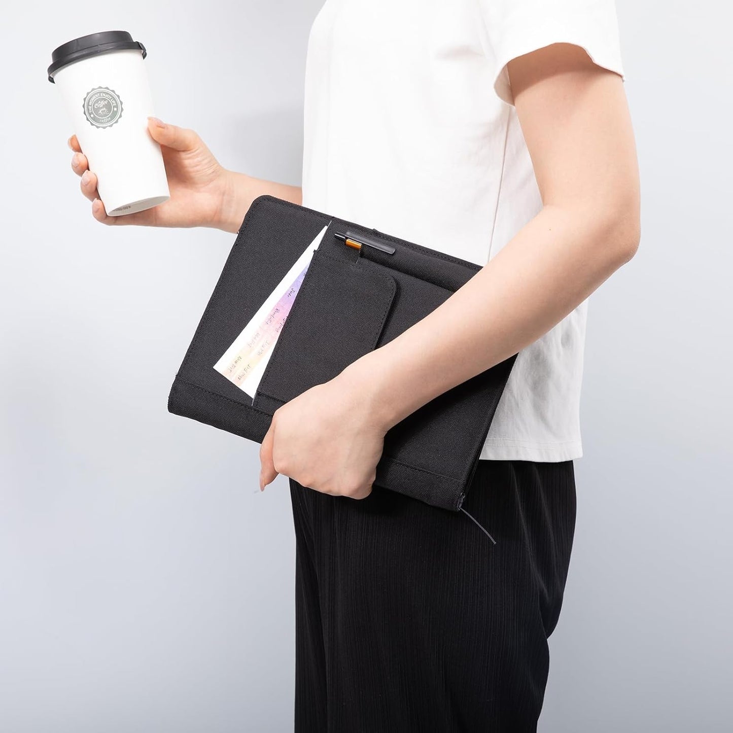 Journal Notebook Cover for Work, Journaling Notebooks Protector - Portfolio Organizer Compatible with Rocketbook Fusion, with Pen loop, Business Card Holder, File Pocket for accessories