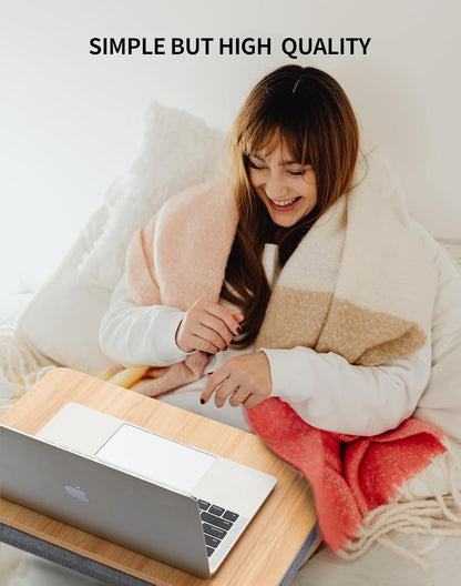 ZEAPTAC Portable Lap Laptop Desk with Pillow Cushion, Fits up to 15.6 inch Laptop, Lap Stand for Bed & Couch & Carpet, Book Tablet/Drawing Board/Computer Laptop Stand - Pink