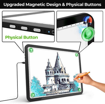 A2 Light Pad (25.2" x 18.4"), Large Magnetic Bright Light Box for tracing,6 Levels Dimming/3 Color,Physical Buttons,Light Board for Diamond Painting,Light Table for Drawing, Sketching