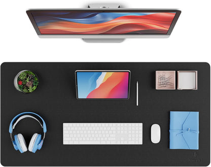 K KNODEL Leather Desk Pad Protector, Office Desk Mat, Large PVC Leather Desk Blotter, Non-Slip Mouse Pad (Dark Brown, 15.7" x 31.5")