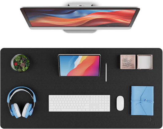 K KNODEL Leather Desk Pad Protector, Office Desk Mat, Large PVC Leather Desk Blotter, Non-Slip Mouse Pad (Dark Brown, 15.7" x 31.5")