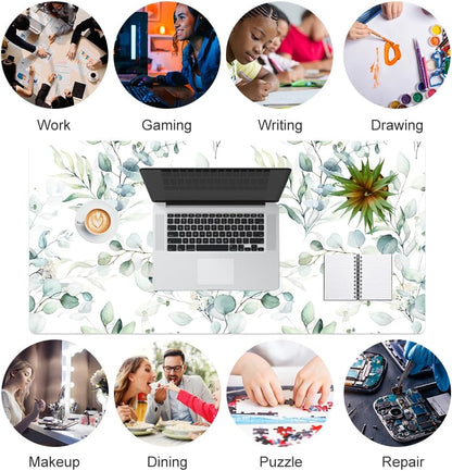 QIYI Large Mouse Pad, Cute Pink Desk Mat for Desktop, Women Girls PU Leather Desk Pad Waterproof Gaming Mousepad, Rose Gold Marble Computer Protector Writing Pad for School Office Home 31.5" x 15.7"