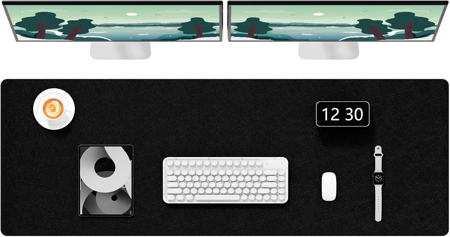 Hsurbtra Desk Pad, 23.6" x 13.8" PU Leather Desk Mat, M Extended Mouse Pad, Waterproof Desktop Blotter Protector, Non-Slip Ultra Thin Small Laptop Keyboard Writing Mat for Office Home, Pink