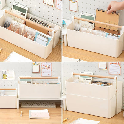Vidifor Art Supply Organizers Caddy with Handle, Desk, Makeup Caddy and Tote (White+Pink, Large)