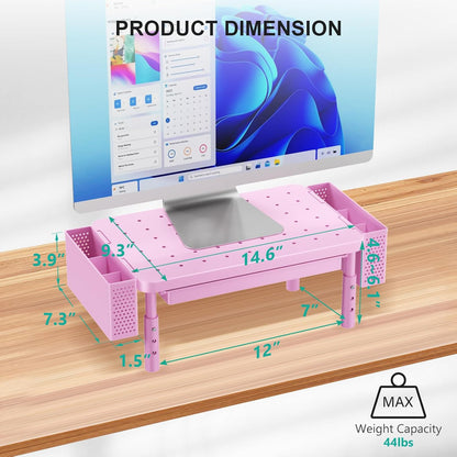 WALI Monitor Stand Riser with Drawer and 2 Pen Holders, Desk Organizers and Accessories for Computer, Printer, Laptop Stand for Home Office Supplies, (PTT004-B), 1 Pack, Black