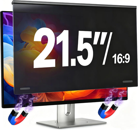 Magnetic 24 Inch Computer Privacy Screen Filter for 16:9 Aspect Ratio Widescreen Monitor, Eye Protection Anti Glare Blue Light, Removable Anti-Scratch Protector