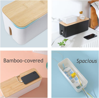 Changsuo Cable Management Box Set Cable Organizer Boxes for Extension Cord Power Stripe Surge Protector Wire Management Organizer Cover Hider for Desk Home Office Kitchen (Small & Large White)