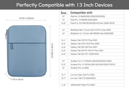 Dadanism 9-11 Inch Tablet Sleeve Padded Carrying Case for iPad (A16) 11th Gen 11", iPad 10th Gen 10.9", iPad Air M4/Pro M5 11", iPad Air 5/4, iPad 9/8/7th Gen, Galaxy Tab A11+ Plus 11", Blue