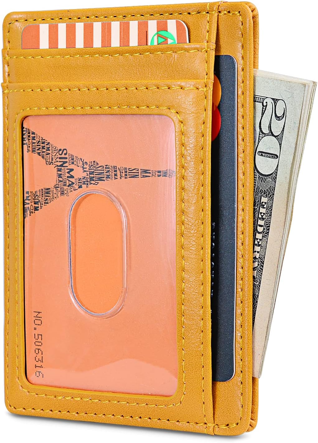 Buffway Slim Minimalist Front Pocket RFID Blocking Leather Wallets for Men and Women - Carbon Fiber Black - Colors A