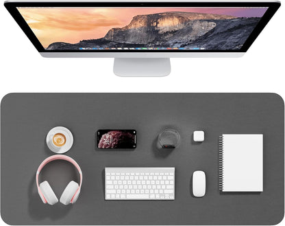 Hsurbtra Desk Pad, 23.6" x 13.8" PU Leather Desk Mat, M Extended Mouse Pad, Waterproof Desktop Blotter Protector, Non-Slip Ultra Thin Small Laptop Keyboard Writing Mat for Office Home, Pink