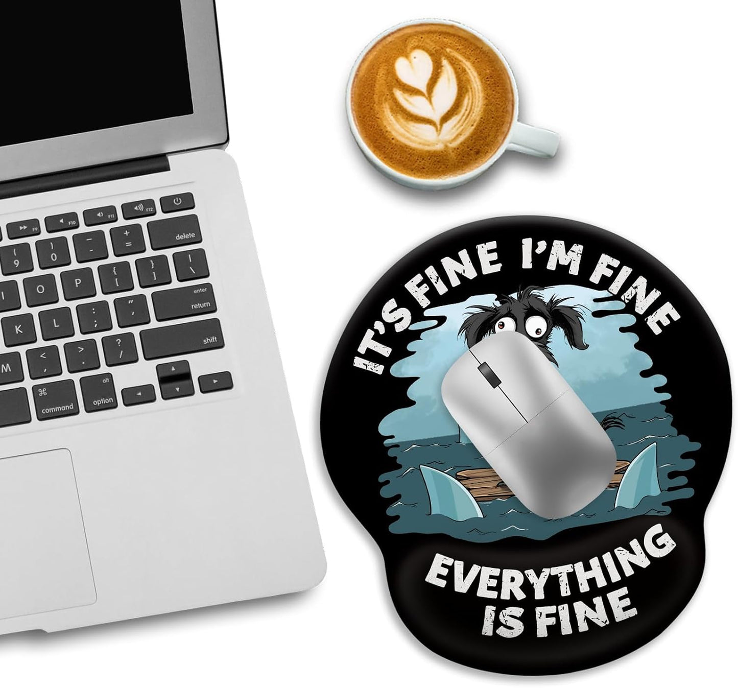 LIMKRIAN Cat Ergonomic Mouse Pad with Wrist Rest, Gaming Mouse Pad with Wrist Support, Funny Mouse Pads for Desk, Computer Mousepad with Non-Slip Pain Relief PU Base, Cute Office Desk Accessories