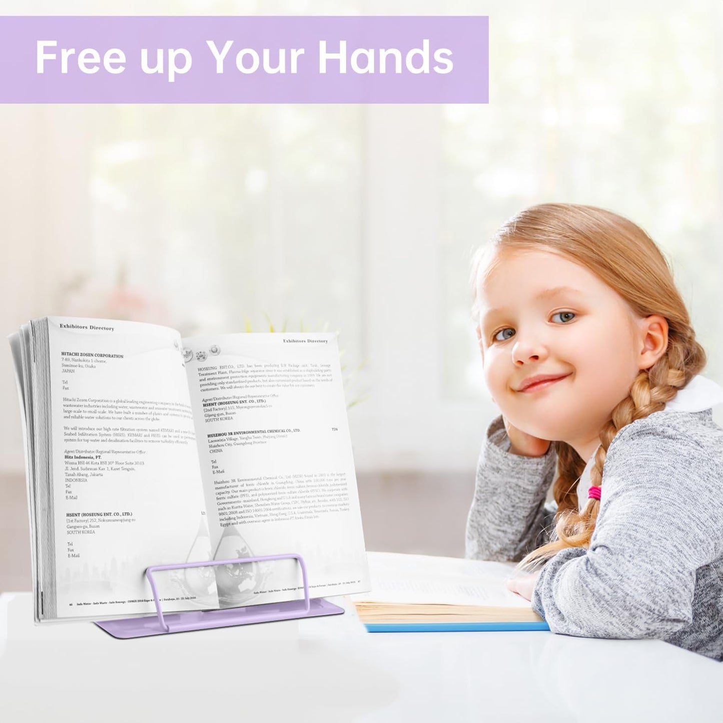 Honagu Book Stand Metal Desk Book Holder, Book Holders for Reading Hands Free, Adjustable Cookbook Documents Holder, Portable Bookstand for Music Books, Textbook, Recipe, Tablet, Ipad (Black)