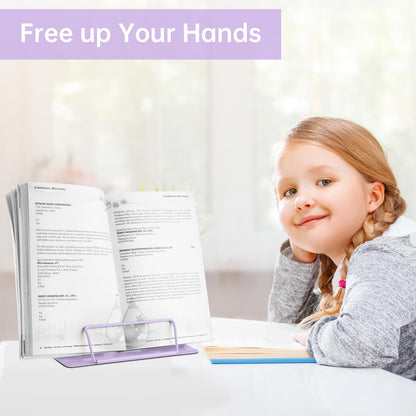 Honagu Book Stand Metal Desk Book Holder, Book Holders for Reading Hands Free, Adjustable Cookbook Documents Holder, Portable Bookstand for Music Books, Textbook, Recipe, Tablet, Ipad (Black)