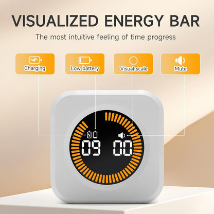 Rotating Productivity Timer 5, 25, 10, 50 Minutes Preset, Desk Cube w/Gravity Sensor for ADHD, Mute Functions, Ideal for Work, Study, Kitchen, Back to School (1, Wood Grain Finish)