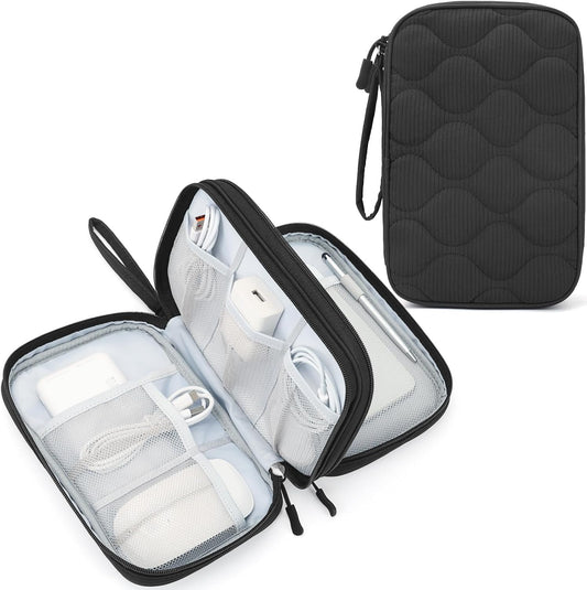 Skycase Tech Pouch - Lightweight Electronics Organizer Travel Case - Double Layers Cable Organizer - All-in-One Storage Bag for Charger, Cord, Phone, Flash Drive, Essentials - XL
