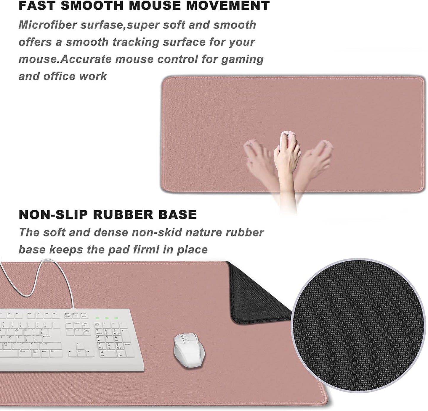 Large Gaming Mouse Pad, XXL Extended Computer Keyboard Mouse Mat with Stitched Edges, 31.5" x 15.7" Non-Slip Waterproof Rubber Base Office Big Long Mousepad for Work, Game, Office, Home, Black