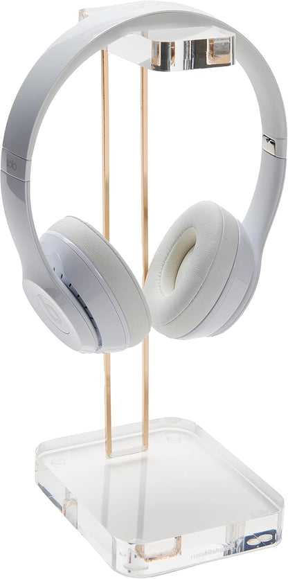 RUSSELL+HAZEL Acrylic Headphones Stand, Headset Holder, Office Accessories, Clear Acrylic with Gold Hardware, 4” x 5” x 10.5” (93922)