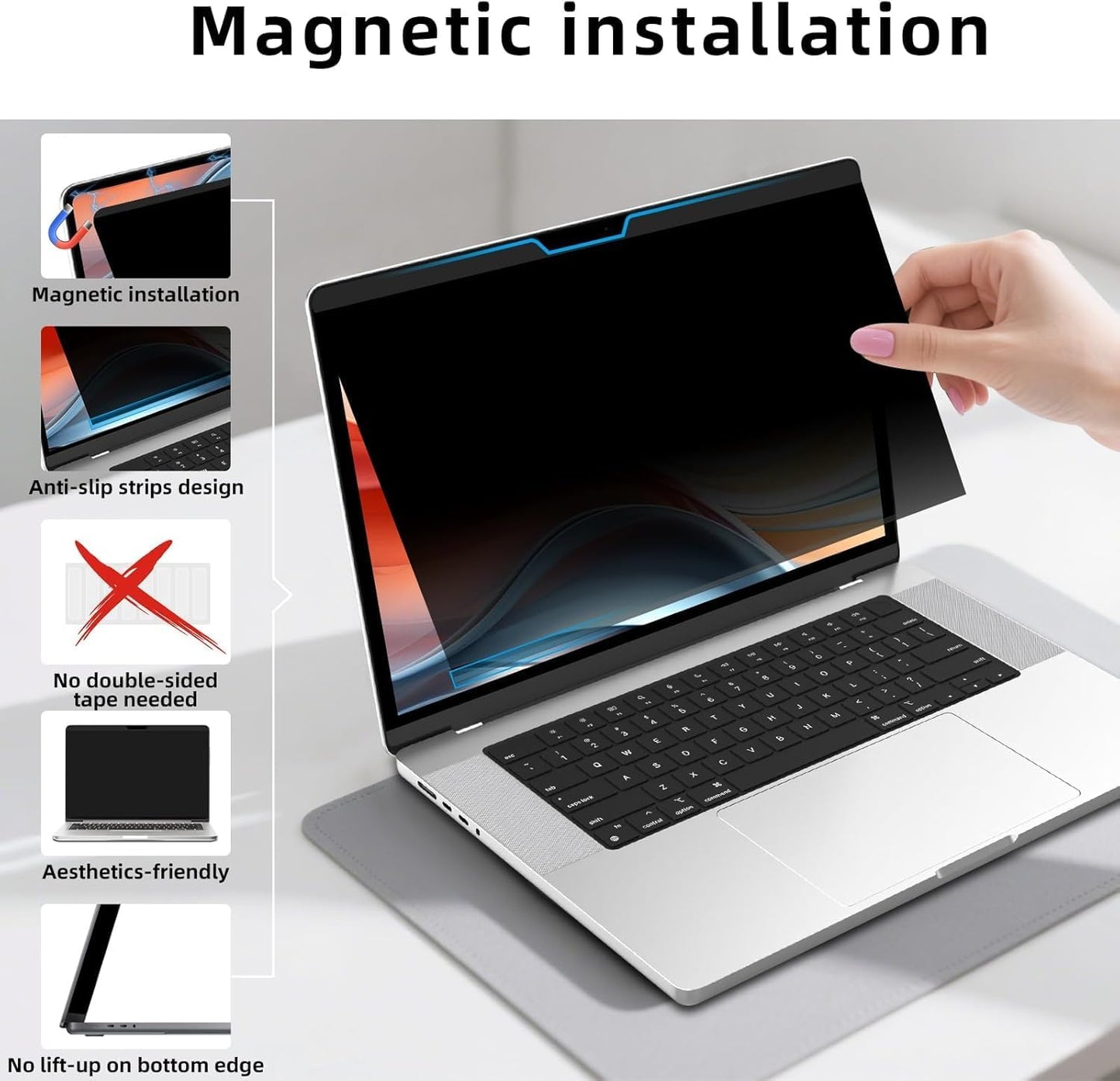 [2-Pack] Privacy Screen For Computer Monitor, 27-Inch 16:9 Aspect Ratio; Anti Spy/Bule Light/Glare And Eye Protection, 2 Install Ways Removable For Office, Airport, Cafe And Other Public Area; Diagonal 27 Inches, Width 23.53 Inches, Height 13.24 Inches