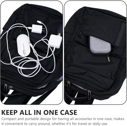 Ginsco Hard Shell Protection Case Electronic Accessories Organizer Pouch for MacBook Air/pro Adapter Chargers Cables Power Bank, for Sandisk Portable SSD Flash Disk SD Card (Black)