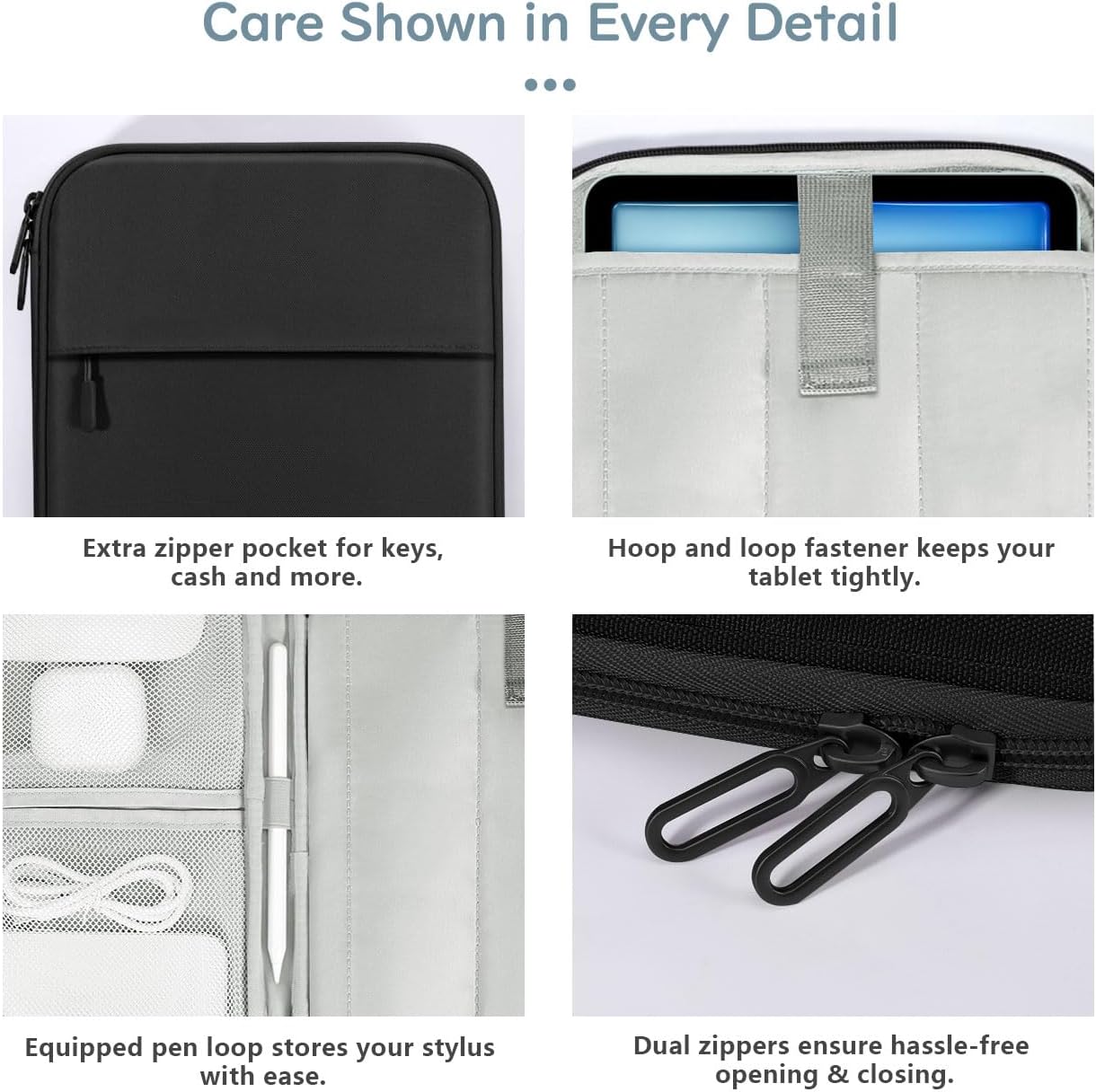 Dadanism 9-11 Inch Tablet Sleeve Padded Carrying Case for iPad (A16) 11th Gen 11", iPad 10th Gen 10.9", iPad Air M4/Pro M5 11", iPad Air 5/4, iPad 9/8/7th Gen, Galaxy Tab A11+ Plus 11", Blue