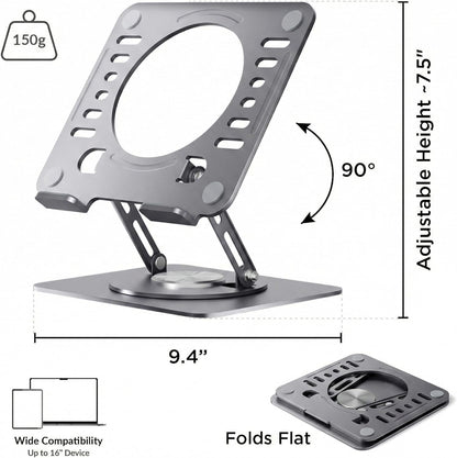 Uncaged Ergonomics Swivel Laptop Stand for Desk, Adjustable Computer iPad Stand for Desk w/ 360 Rotation, Portable Laptop Holder for Home Office Ergonomic Supplies