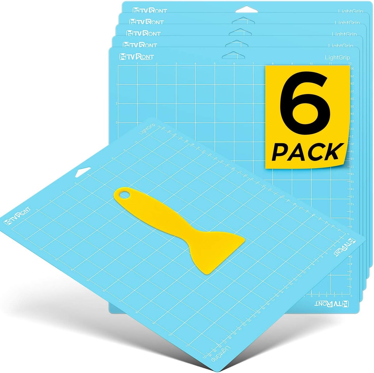 HTVRONT Standard Grip Cutting Mat, 6 Pack Cutting Mat 12x12 Compatible with Cricut Maker 3/Maker 4/Maker/Explore 3/4/5/Air 2/One, Standard Adhesive Sticky Quilting Cutting Mats Replacement Accessories