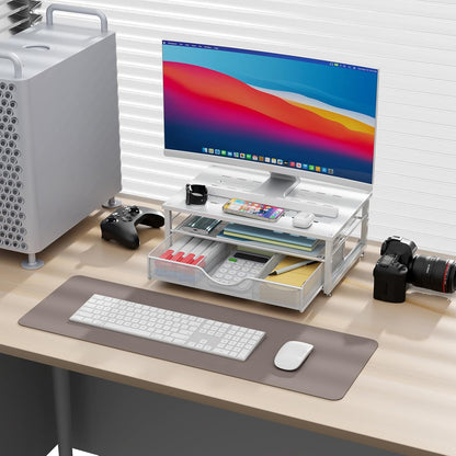 gianotter Computer Monitor Stand Riser, office organizer with Drawer, Office Organizers Storage for Classroom Office Supplies (Wood)