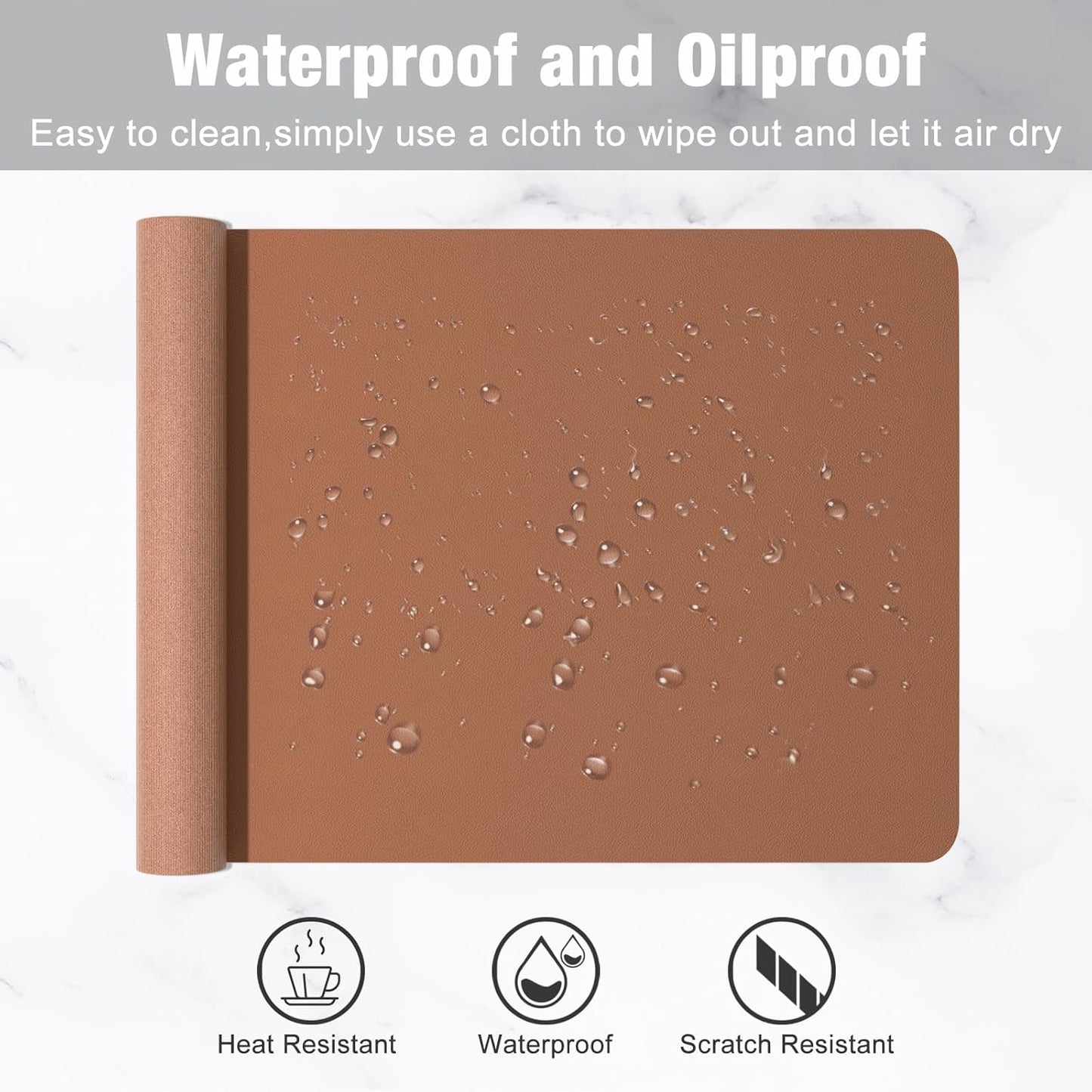 Hsurbtra Desk Pad, 23.6" x 13.8" PU Leather Desk Mat, M Extended Mouse Pad, Waterproof Desktop Blotter Protector, Non-Slip Ultra Thin Small Laptop Keyboard Writing Mat for Office Home, Pink