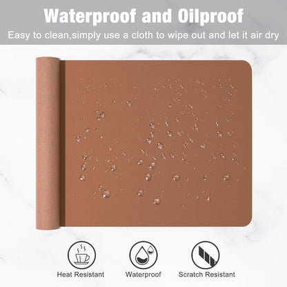Hsurbtra Desk Pad, 23.6" x 13.8" PU Leather Desk Mat, M Extended Mouse Pad, Waterproof Desktop Blotter Protector, Non-Slip Ultra Thin Small Laptop Keyboard Writing Mat for Office Home, Pink