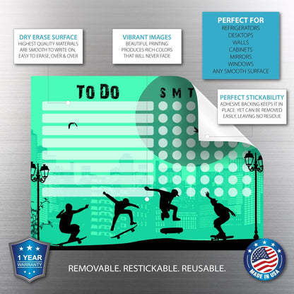 Dry Erase Whiteboard Task & Habit Tracker | Removable and Restickable Adhesive Decal | Fine-Tip Magnetic Marker Included | 9” x 12”