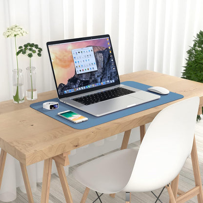 Hsurbtra Desk Pad, 23.6" x 13.8" PU Leather Desk Mat, M Extended Mouse Pad, Waterproof Desktop Blotter Protector, Non-Slip Ultra Thin Small Laptop Keyboard Writing Mat for Office Home, Pink