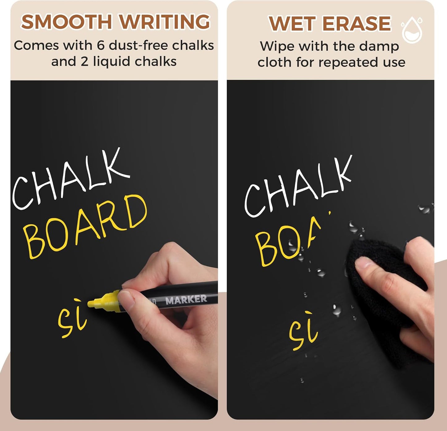 SELEAD 100% Real Wood Frame Magnetic Chalkboard with Stand - 10x12 Inch Small Tabletop/Hanging Chalk Board Words Sign Board, Message Menu Board for Cafe, Business, Wedding - Vintage White