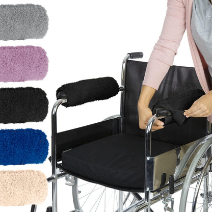 Vive Wheelchair Armrest Pads (2 PCS) - Memory Foam Sheepskin Cushion Accessories for Transport Electric Wheel Chair Arm Rests - for Adults, Seniors, Handicapped - Soft Support for Office Chair