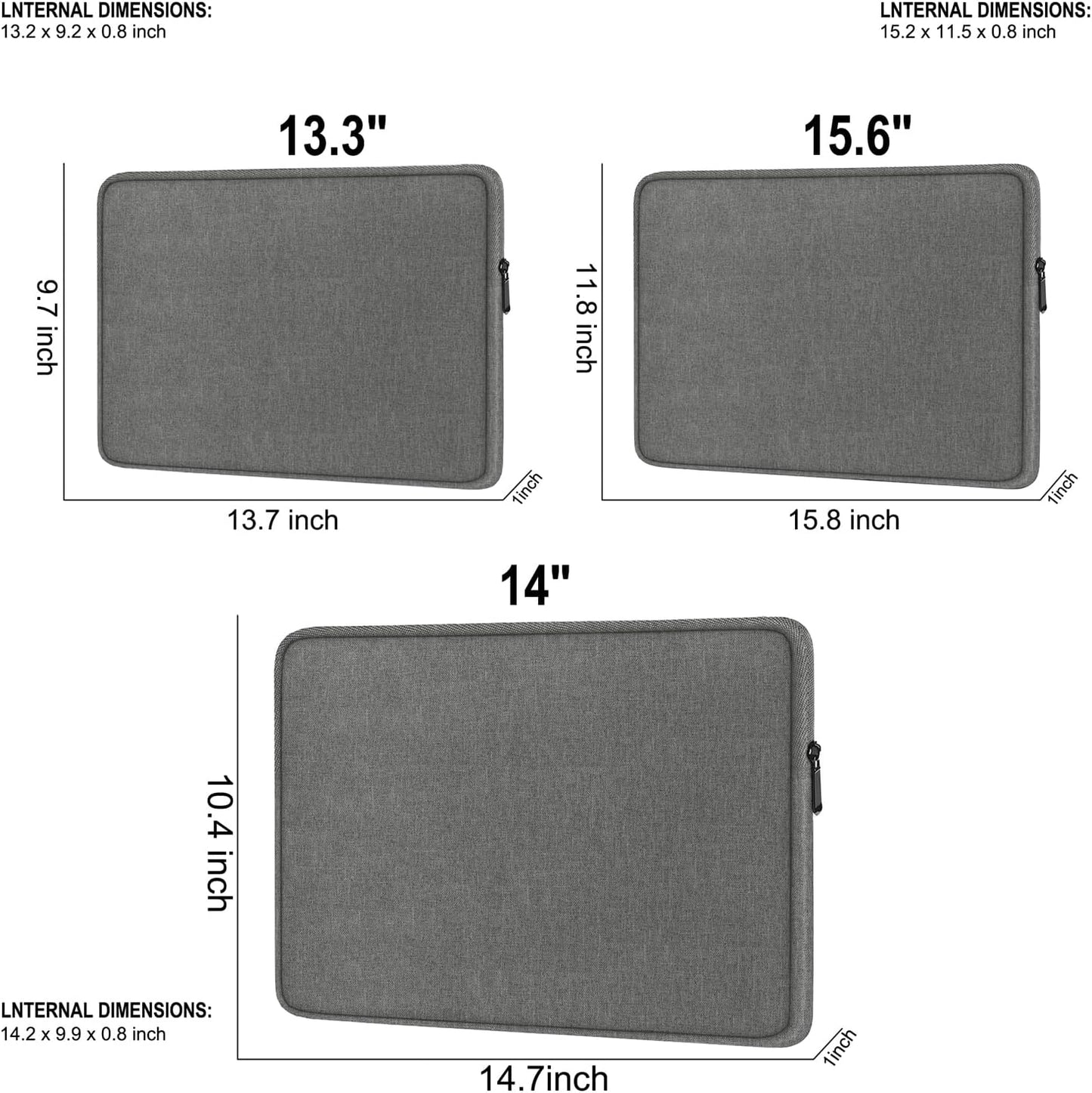 Laptop Sleeve 15.6 Inch, Shockproof Protective Traveling Computer Case, Water Resistant Portable Laptop Carrying Bag Compatible for Lenovo, HP, Dell, Asus,MacBook, Notebook, Black