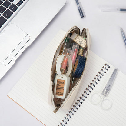 Canvas Pencil Case Cotton Canvas and Simple Multifunctional Pencil Bag Zipper Portable Storage (Black)