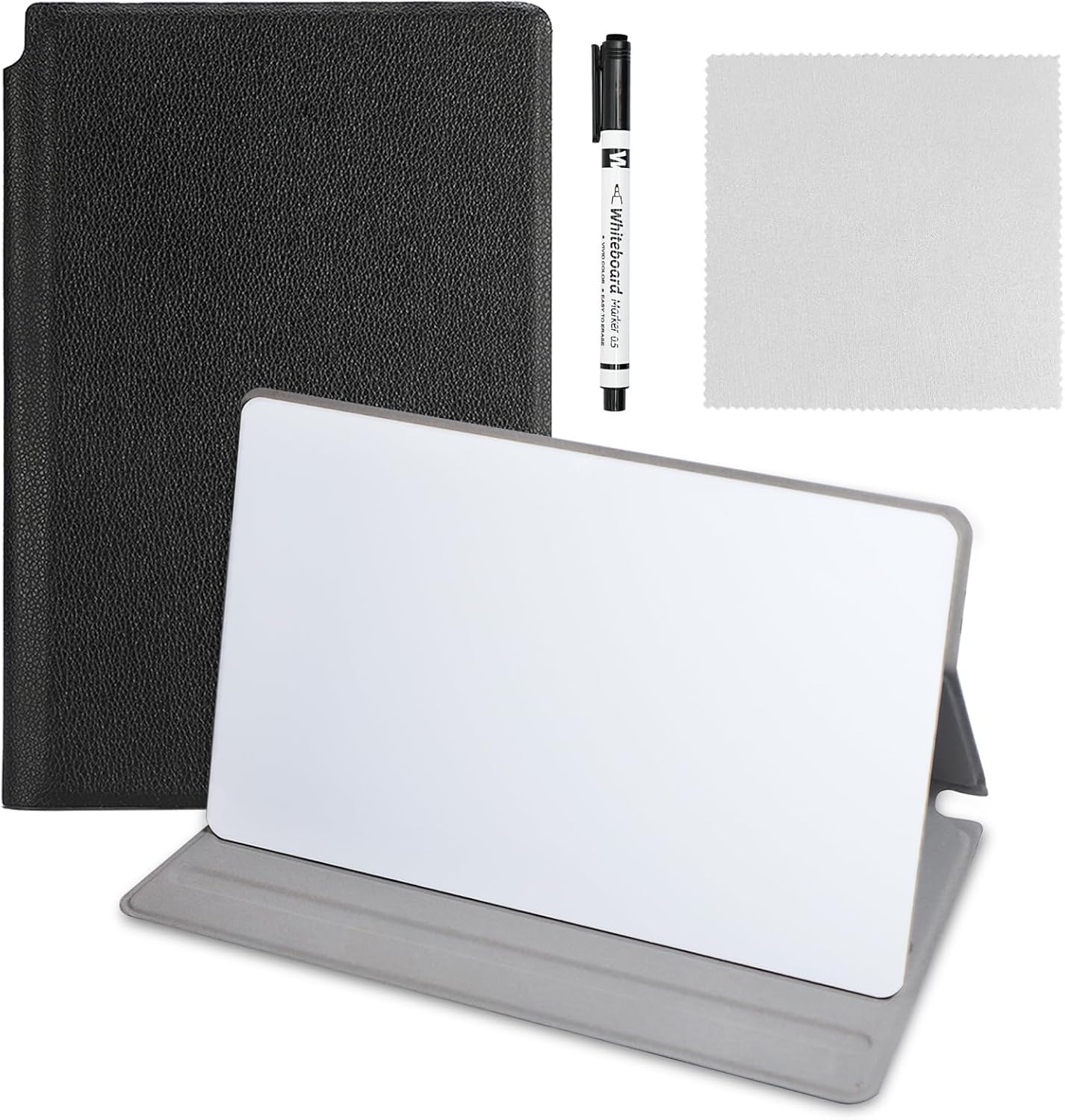 Portable Small Dry Erase Board | Handheld Whiteboard Reusable White Board Dry Erase Notebook | Standable Desktop Notepad | Home Office Study Essentials-PU Cover Writing Board 9.5" x 6.6"
