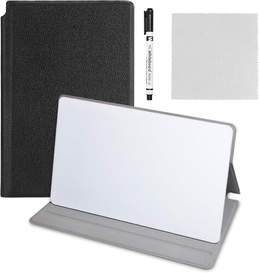 Portable Small Dry Erase Board | Handheld Whiteboard Reusable White Board Dry Erase Notebook | Standable Desktop Notepad | Home Office Study Essentials-PU Cover Writing Board 9.5" x 6.6"