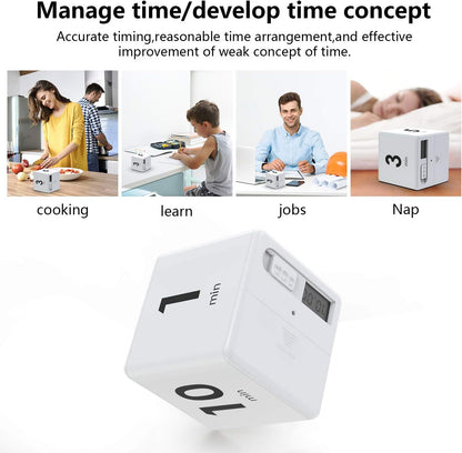 Cube Timer,Pretmess Gravity Flip Kitchen Timer for Time Management and Countdown Settings 1-3-5-10 Minutes