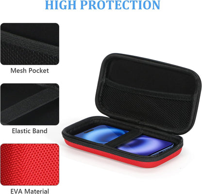 Portable Protection Hard EVA Case for External Battery, Cell Phone, GPS, Hard Drive, USB/Charging Cable, Small Carrying Bag Mesh Inner Pocket, Zipper Enclosure, Universal Travel Pouch Bag